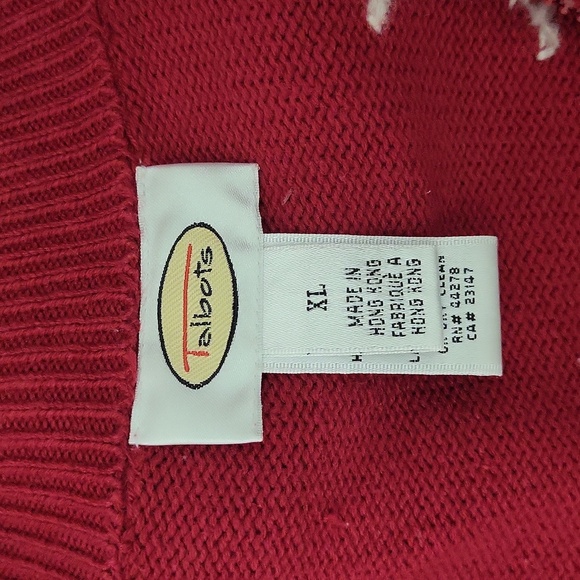 🛍Talbots Womens XL Vintage Cardigan‎ Polar Bear Full Zip Snowflake Winter Warm - Picture 2 of 9